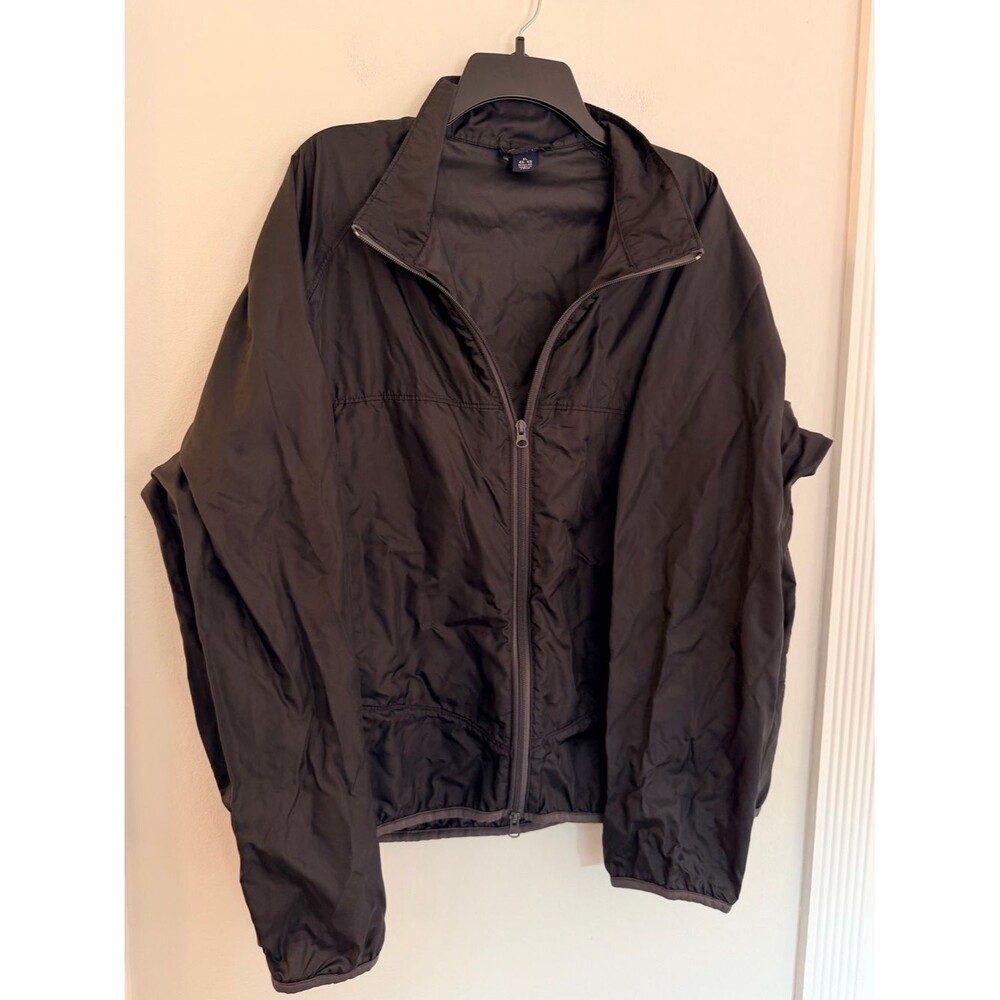Lands’ End Men’s XL Black Packable Lightweight Windbreaker Jacket Full Zip